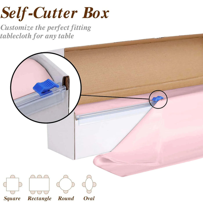 54x3600" Disposable Plastic Table Cover Roll Cuts Up Box