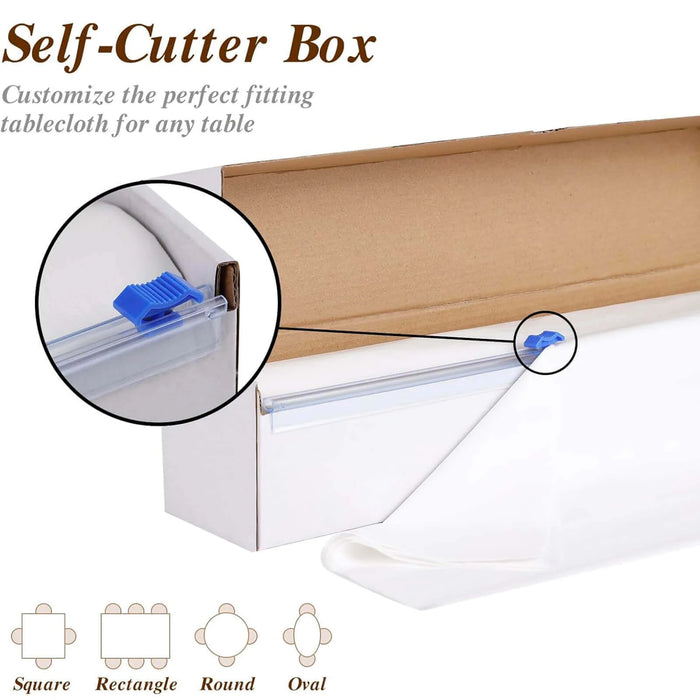 54x3600" Disposable Plastic Table Cover Roll Cuts Up Box