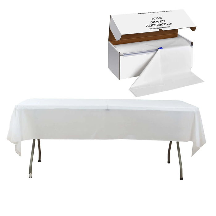 54x3600" Disposable Plastic Table Cover Roll Cuts Up Box