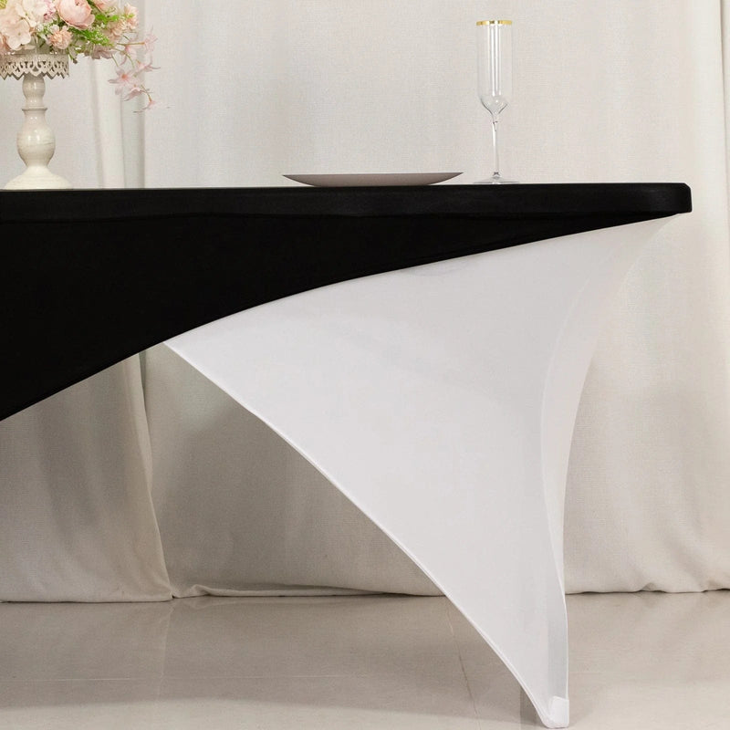 6 ft Fitted Spandex Tablecloth Cross Over Rectangular Table Cover