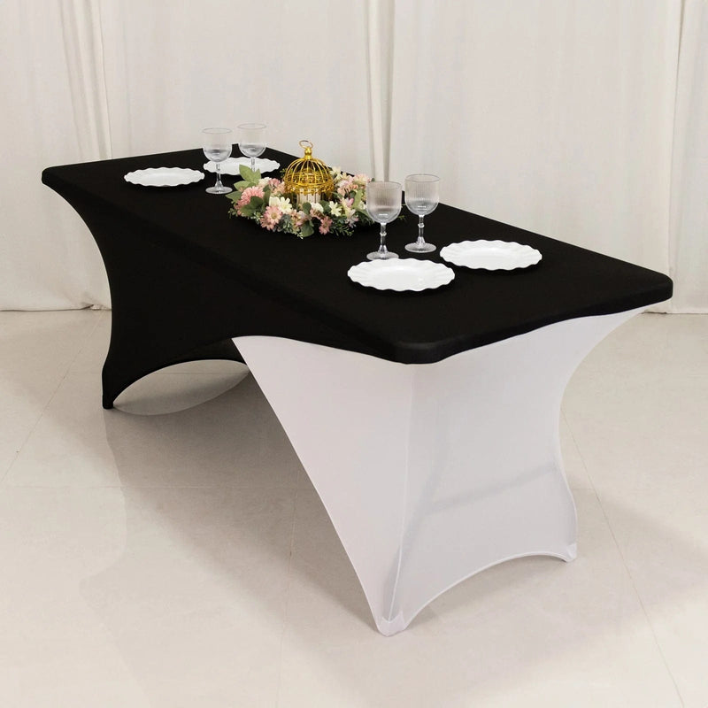 6 ft Fitted Spandex Tablecloth Cross Over Rectangular Table Cover