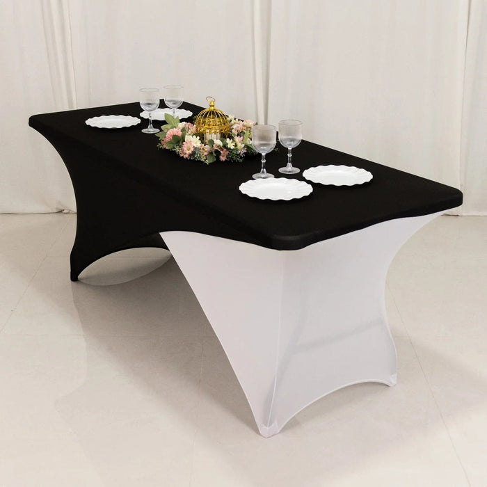6 ft Fitted Spandex Tablecloth Cross Over Rectangular Table Cover