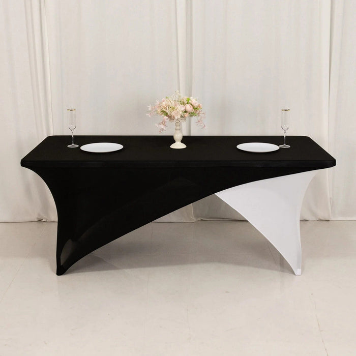 6 ft Fitted Spandex Tablecloth Cross Over Rectangular Table Cover
