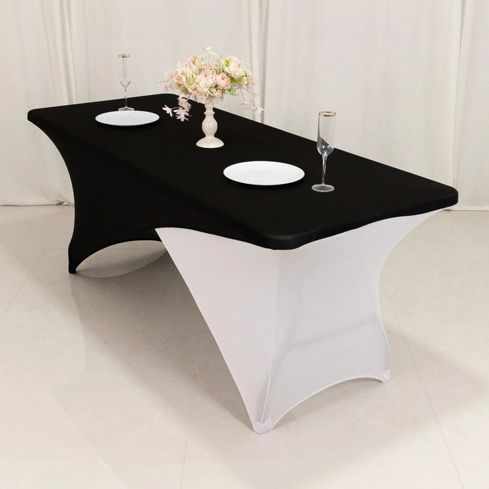 6 ft Fitted Spandex Tablecloth Cross Over Rectangular Table Cover