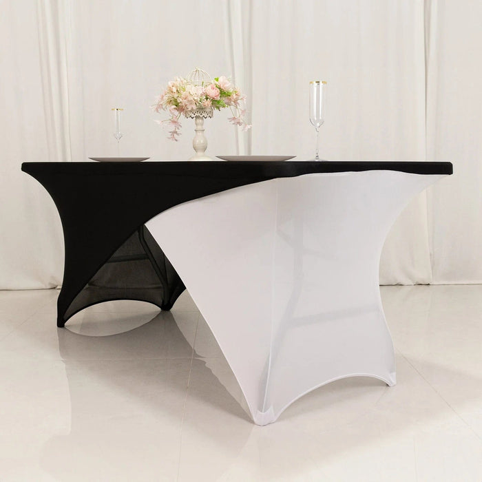 6 ft Fitted Spandex Tablecloth Cross Over Rectangular Table Cover