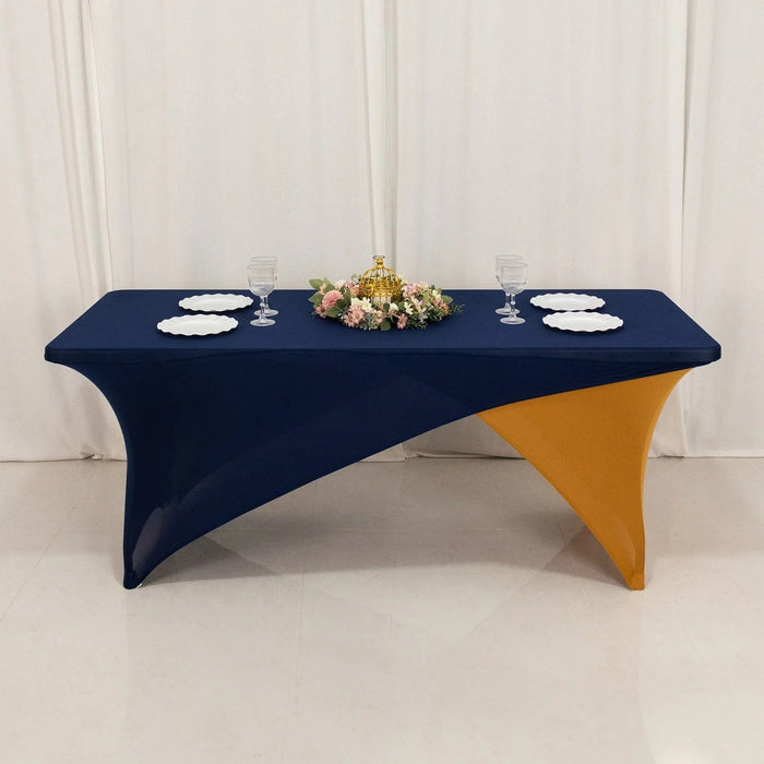 6 ft Fitted Spandex Tablecloth Cross Over Rectangular Table Cover