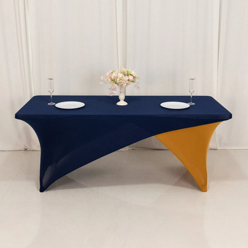 6 ft Fitted Spandex Tablecloth Cross Over Rectangular Table Cover