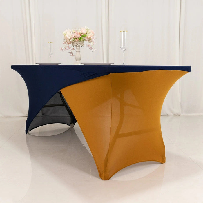 6 ft Fitted Spandex Tablecloth Cross Over Rectangular Table Cover