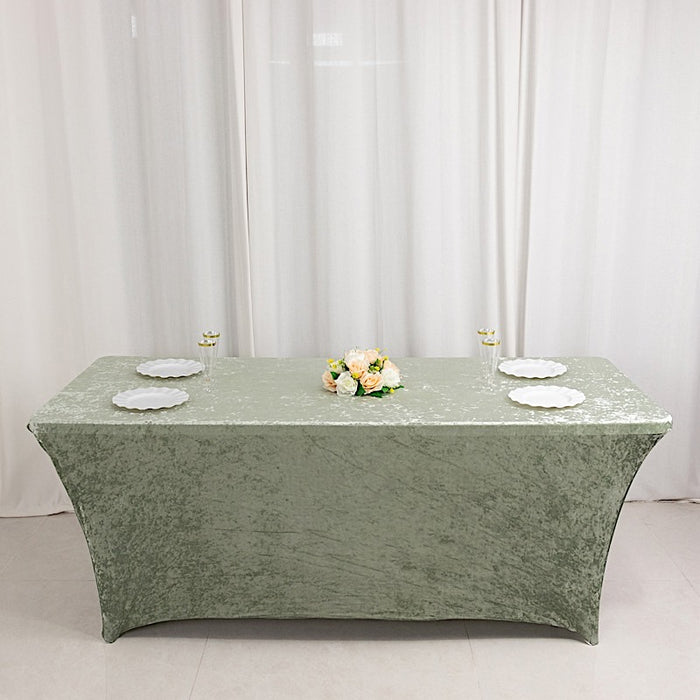 6ft Crushed Velvet Stretch Fitted Rectangular Table Cover