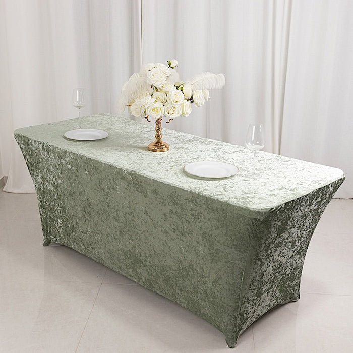 6ft Crushed Velvet Stretch Fitted Rectangular Table Cover