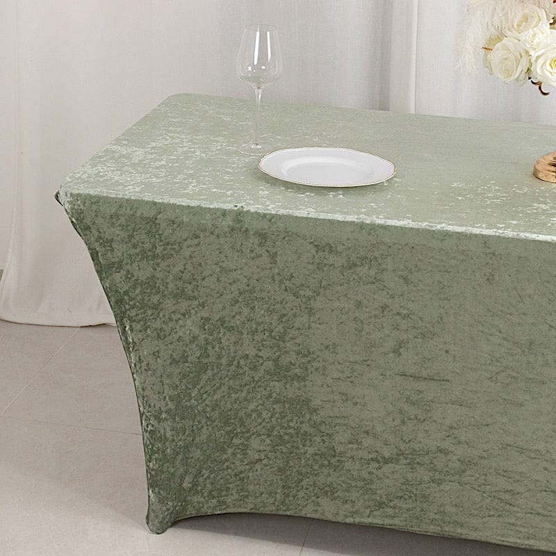 6ft Crushed Velvet Stretch Fitted Rectangular Table Cover
