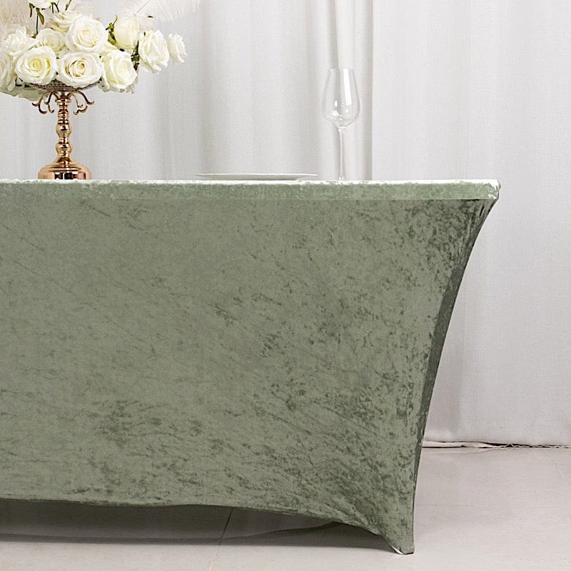 6ft Crushed Velvet Stretch Fitted Rectangular Table Cover