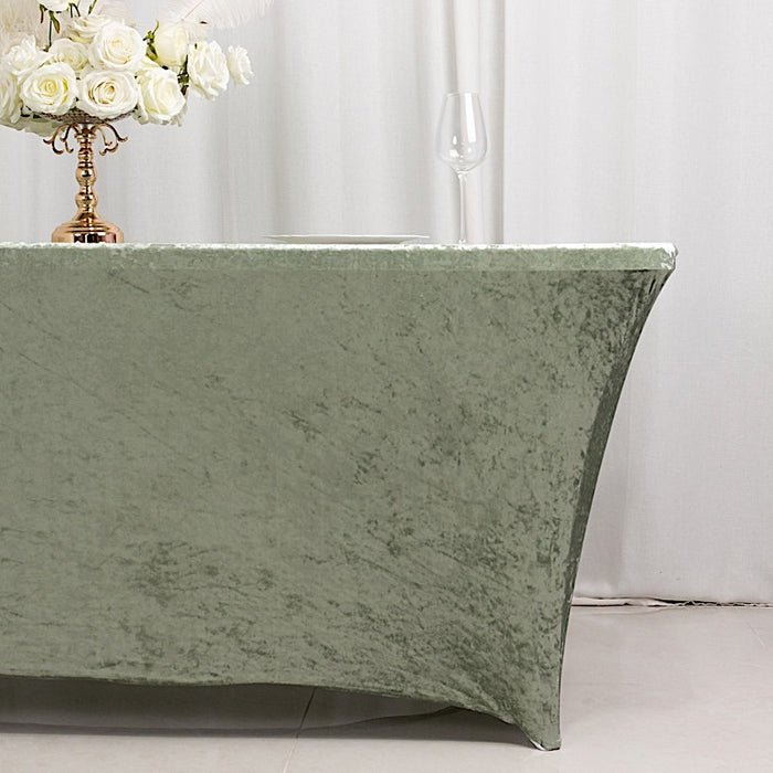 6ft Crushed Velvet Stretch Fitted Rectangular Table Cover