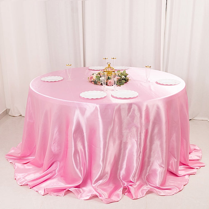 132" Satin Round Tablecloth Wedding Party Table Linens