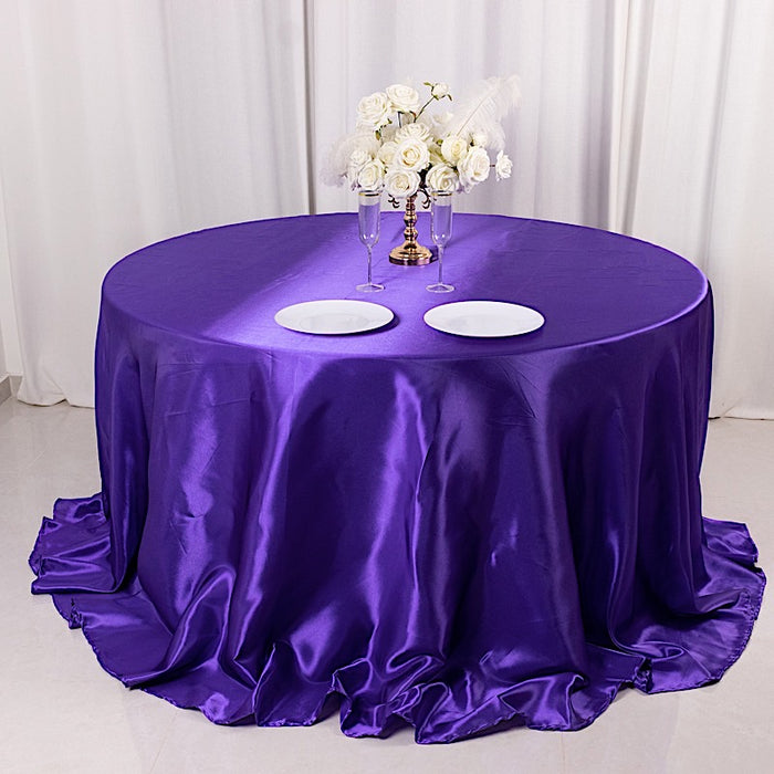 132" Satin Round Tablecloth Wedding Party Table Linens