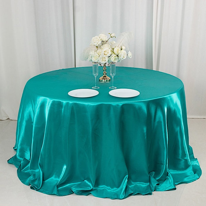 132" Satin Round Tablecloth Wedding Party Table Linens