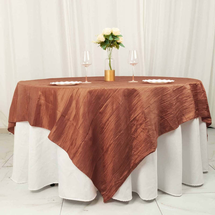 90" x 90" Metallic Crinkled Taffeta Table Overlay