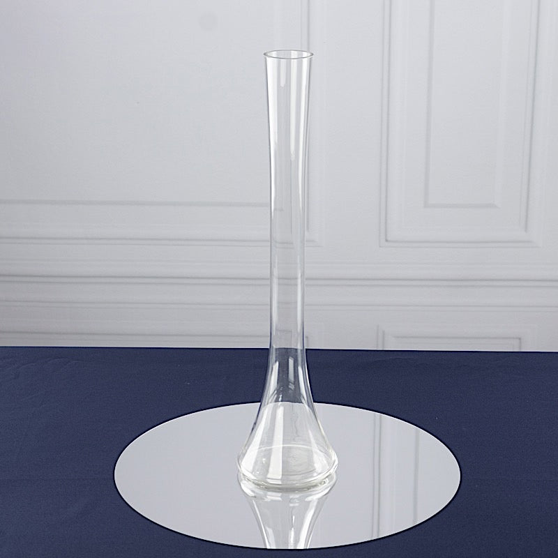 6 Heavy Duty Eiffel Tower Glass Vases with Round Base - Clear