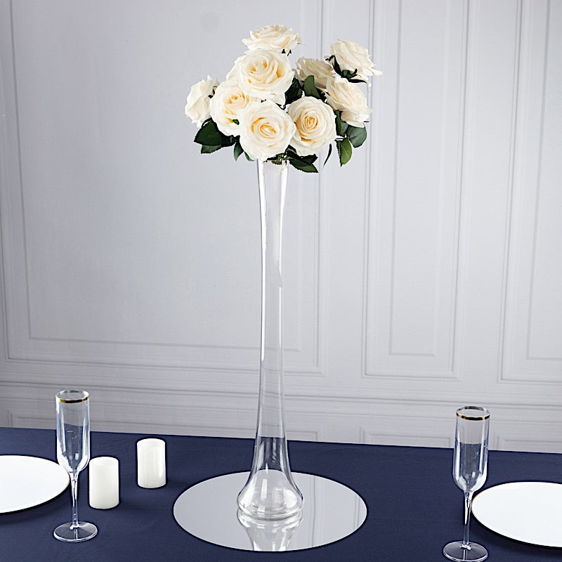 6 Heavy Duty Eiffel Tower Glass Vases with Round Base - Clear