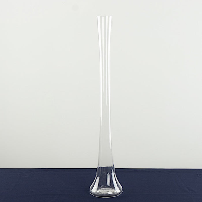 6 Heavy Duty Eiffel Tower Glass Vases with Round Base - Clear