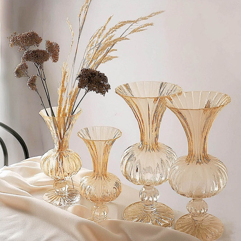 4 Nordic Style Glass Flower Vases with Petals Texture