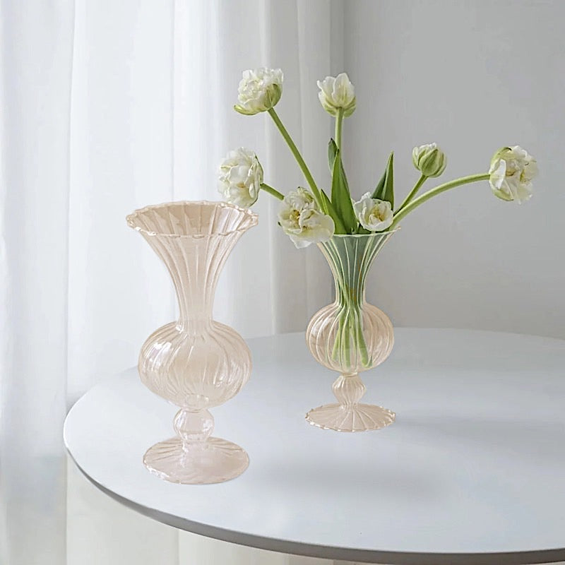 4 Nordic Style Glass Flower Vases with Petals Texture