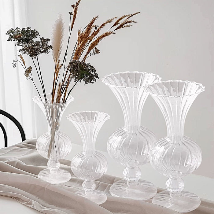 4 Nordic Style Glass Flower Vases with Petals Texture