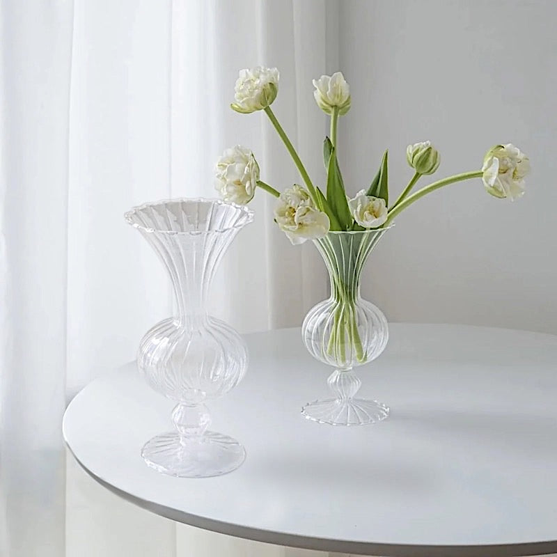 4 Nordic Style Glass Flower Vases with Petals Texture