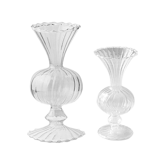 4 Nordic Style Glass Flower Vases with Petals Texture