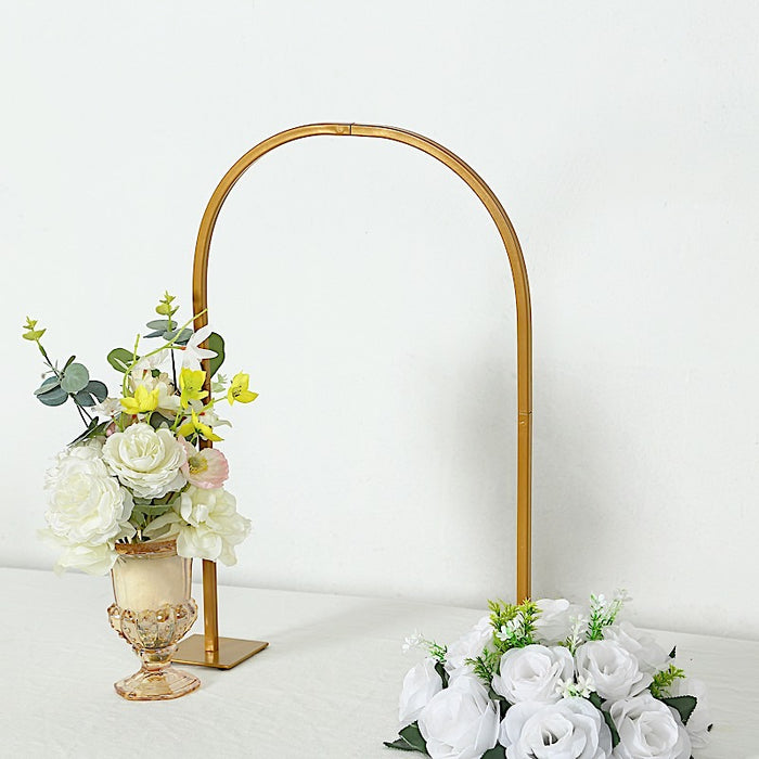 23" Metal Floral Chiara Arch Table Centerpiece with Rounded Top - Gold