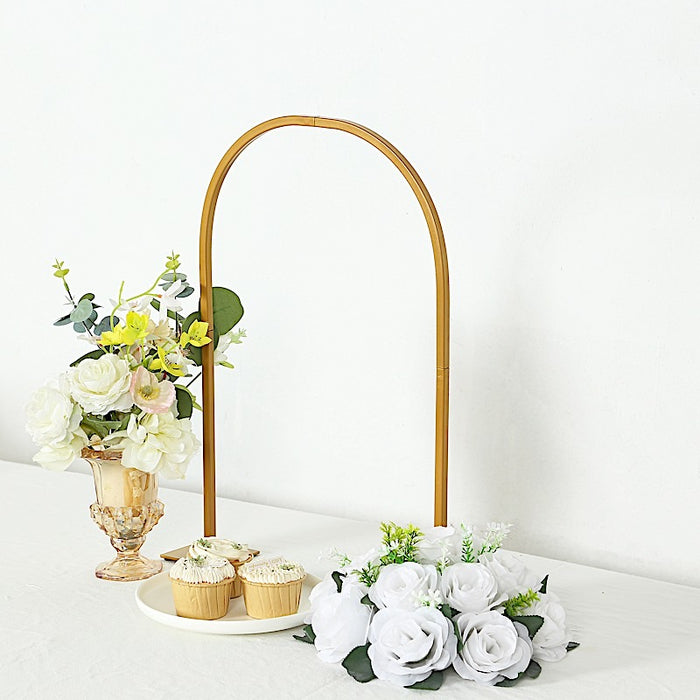 23" Metal Floral Chiara Arch Table Centerpiece with Rounded Top - Gold