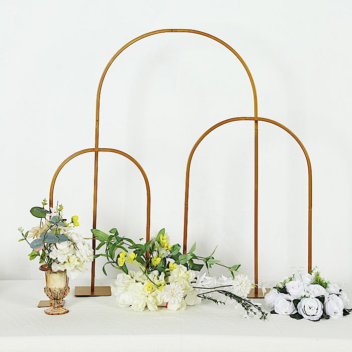 23" Metal Floral Chiara Arch Table Centerpiece with Rounded Top - Gold