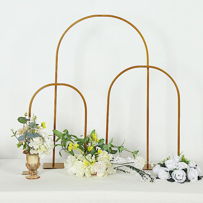 35" Metal Floral Chiara Arch Table Centerpiece with Rounded Top - Gold