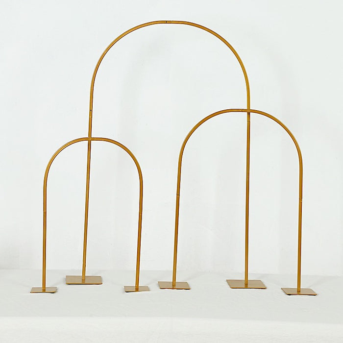 Set of 3 Metal Floral Chiara Arch Table Centerpiece with Rounded Top - Gold