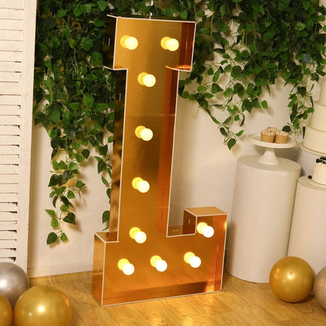 4ft Lighted Pre-Cut Foam Board LED Marquee Letter - Gold