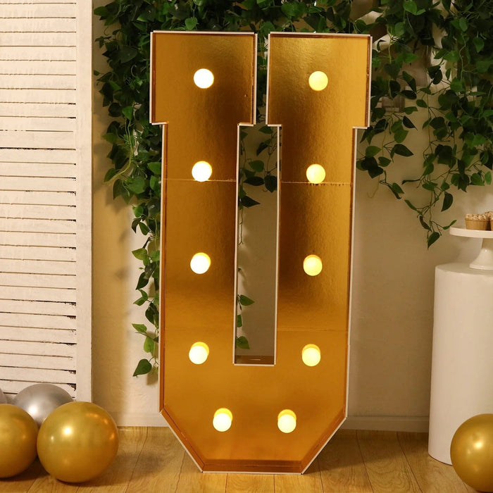 4ft Lighted Pre-Cut Foam Board LED Marquee Letter - Gold