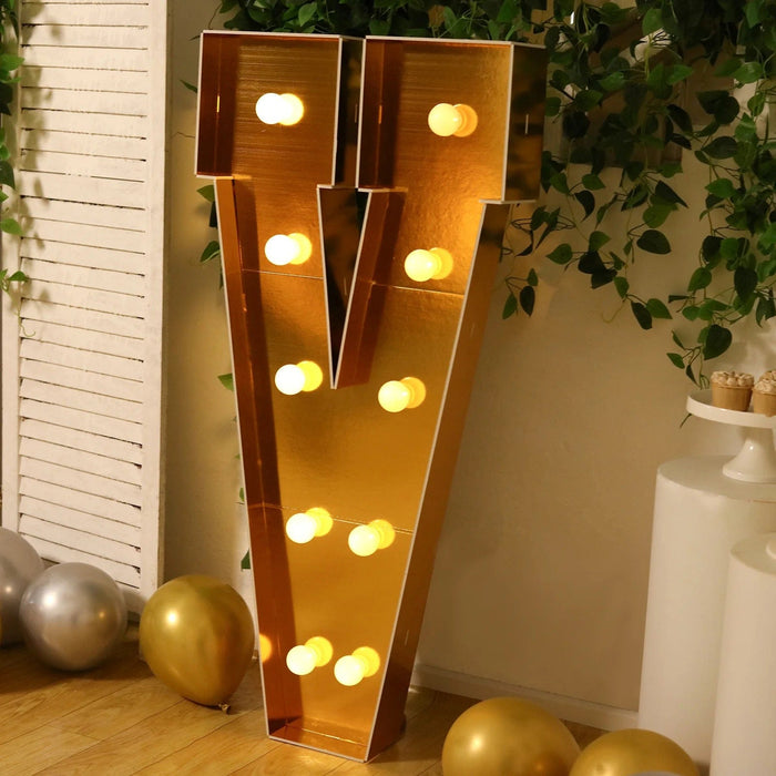 4ft Lighted Pre-Cut Foam Board LED Marquee Letter - Gold