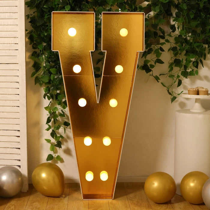 4ft Lighted Pre-Cut Foam Board LED Marquee Letter - Gold