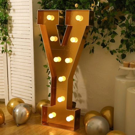 4ft Lighted Pre-Cut Foam Board LED Marquee Letter - Gold