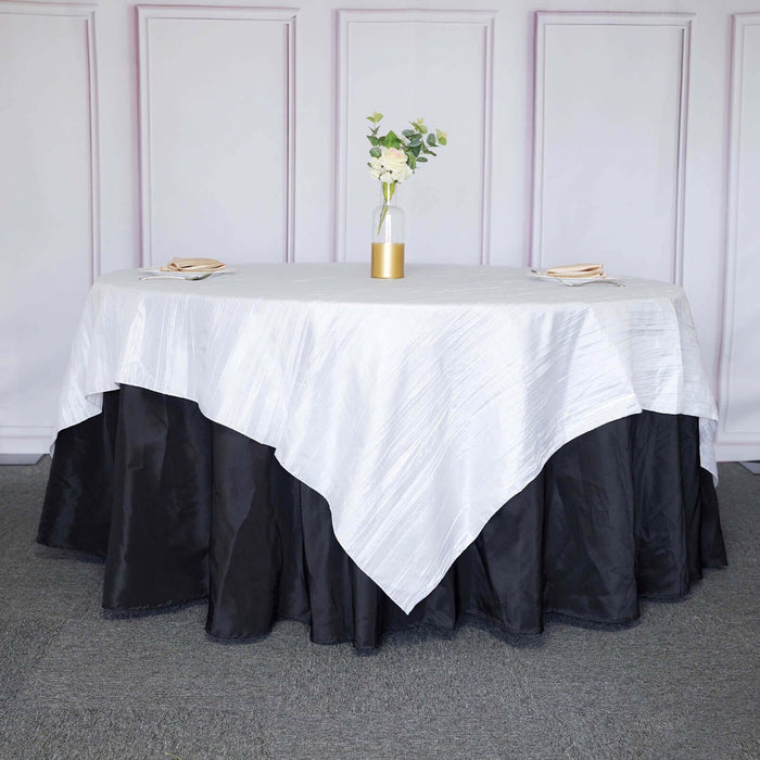 90" x 90" Metallic Crinkled Taffeta Table Overlay