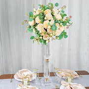 Acrylic Crystal Pillar Candle Stand - Clear and Gold