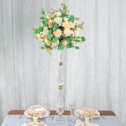 Acrylic Crystal Pillar Candle Stand - Clear and Gold