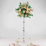 Acrylic Crystal Pillar Candle Stand - Clear and Gold