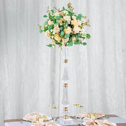 Acrylic Crystal Pillar Candle Stand - Clear and Gold