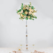 Acrylic Crystal Pillar Candle Stand - Clear and Gold