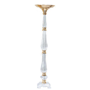 Acrylic Crystal Pillar Candle Stand - Clear and Gold CHDLR_066_32_GOLD