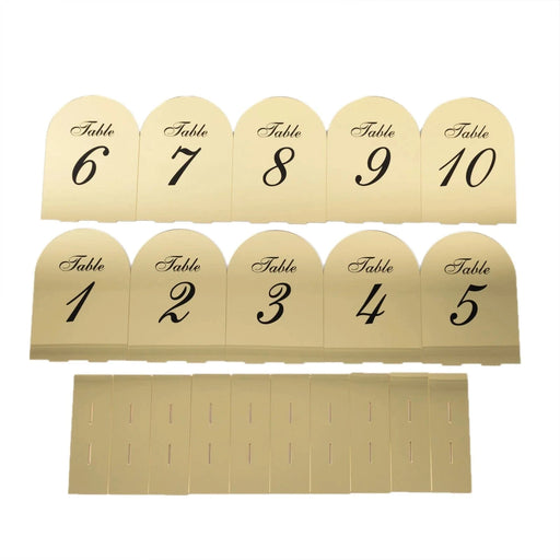 Acrylic Mirror Arch Table Numbers 1-10 - Gold FAV_BOARDTN_ACRY01_5X7_GOLD1