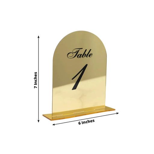 Acrylic Mirror Arch Table Numbers 1-10 - Gold FAV_BOARDTN_ACRY01_5X7_GOLD1