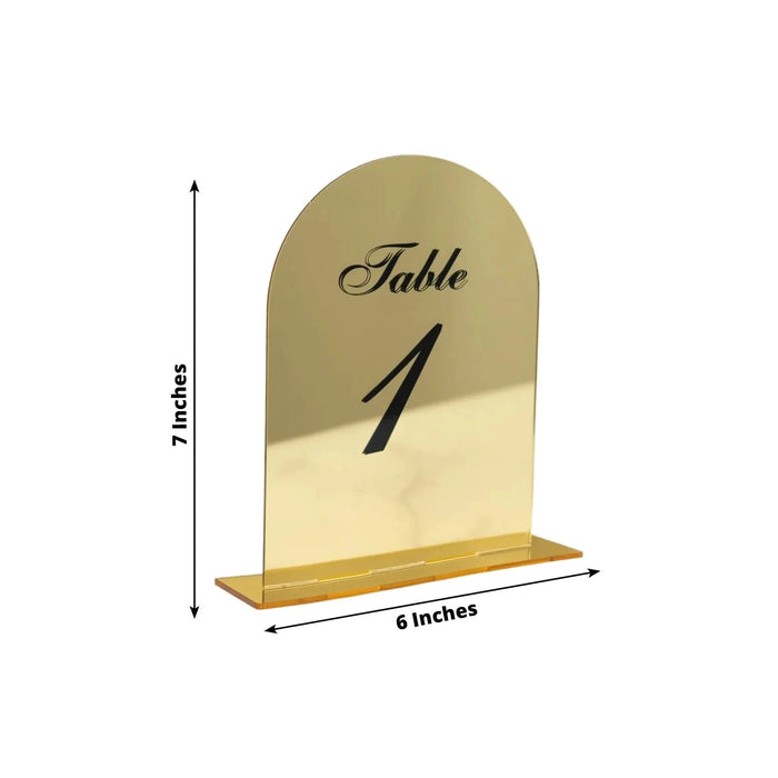 Acrylic Mirror Arch Table Numbers 1-10 - Gold FAV_BOARDTN_ACRY01_5X7_GOLD1