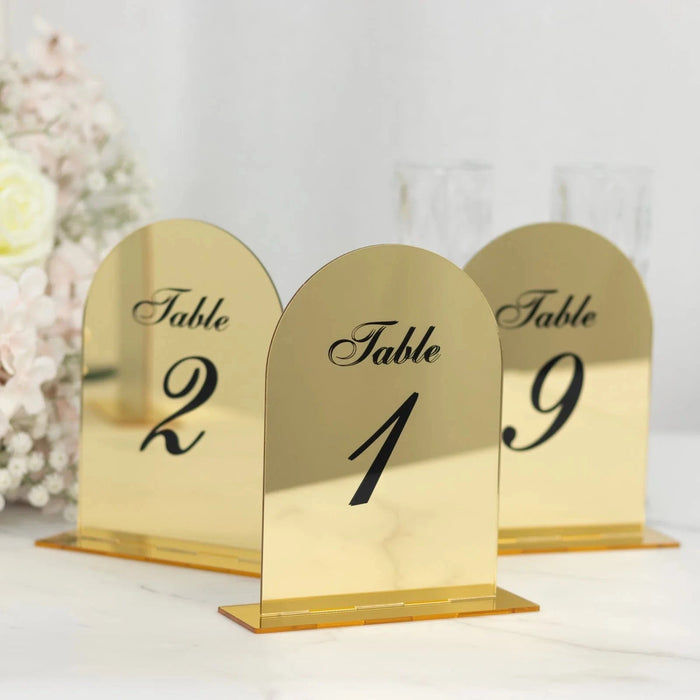 Acrylic Mirror Arch Table Numbers 1-10 - Gold FAV_BOARDTN_ACRY01_5X7_GOLD1